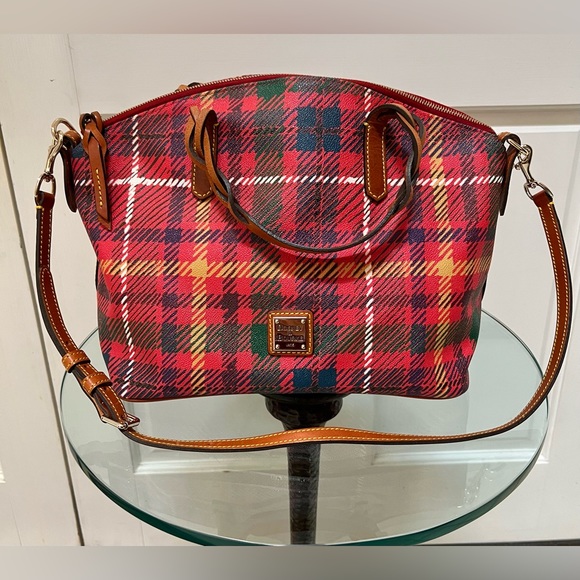 Dooney & Bourke Tarten Plaid Satchel in Red/Multi - Picture 2 of 12